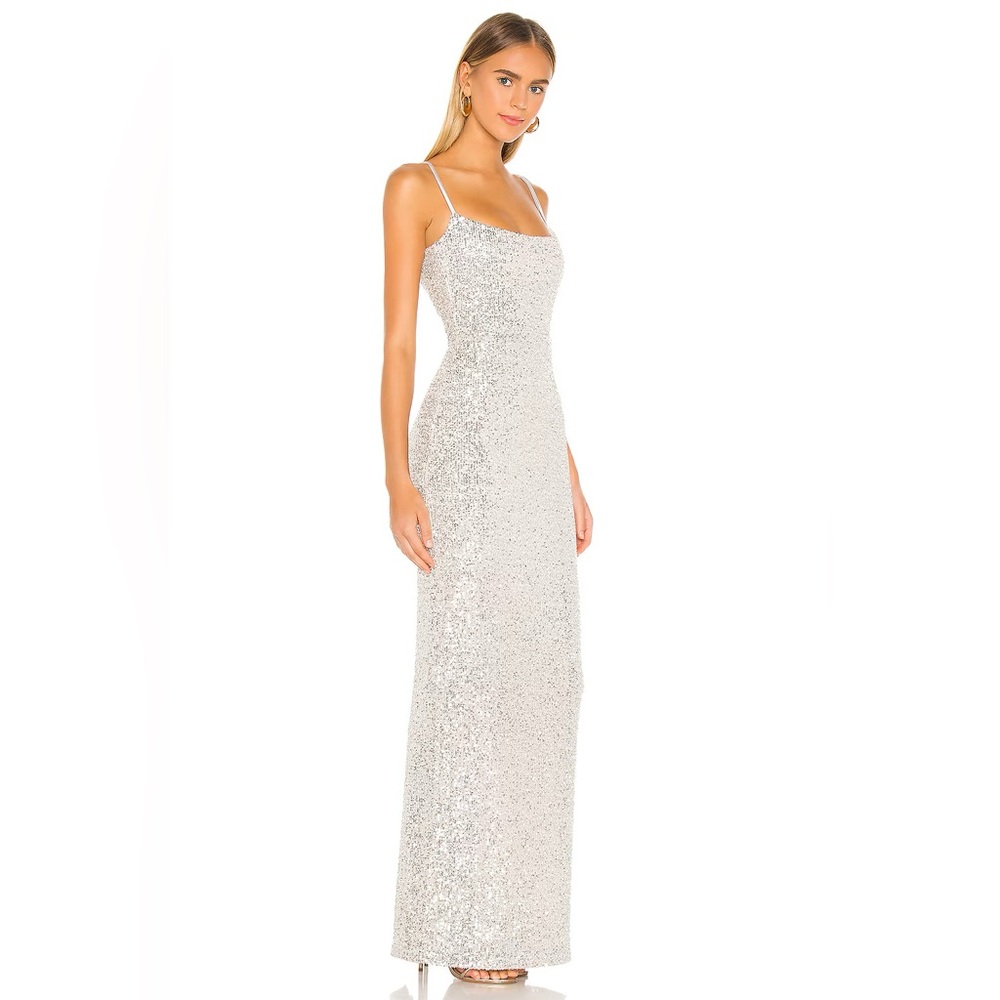 NWT NOOKIE Lovers Nothings Sequin Silver Gown Size Medium - Picture 5 of 7